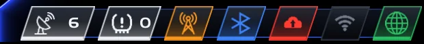 Barra di stato reale: satelliti GPS, TPMS, radio, Bluetooth, cloud, Wi-Fi, internet